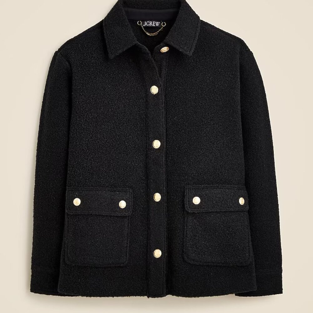 NWT Jcrew Bouclé shirt-jacket shirt jacket |XXS | BLACK
